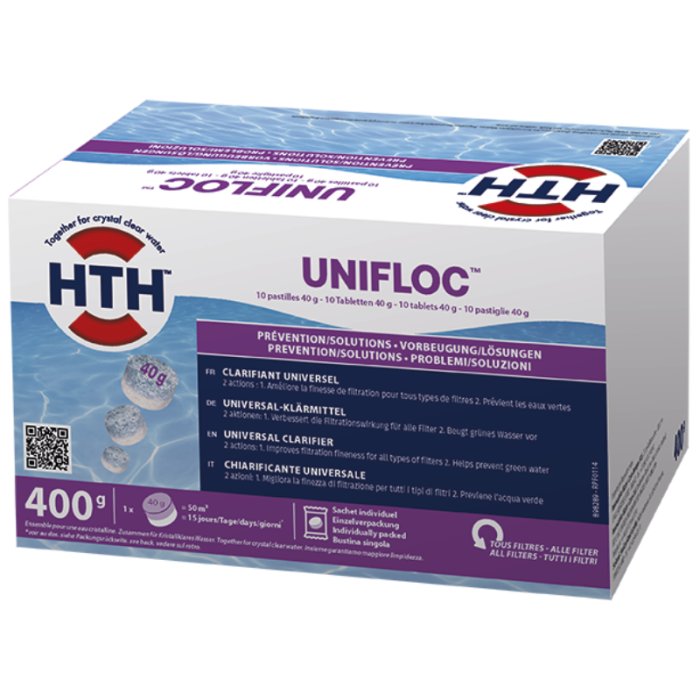 hth UNIFLOC floculante universal tabletas 40 g. (10 unidades.) - Imagen 1