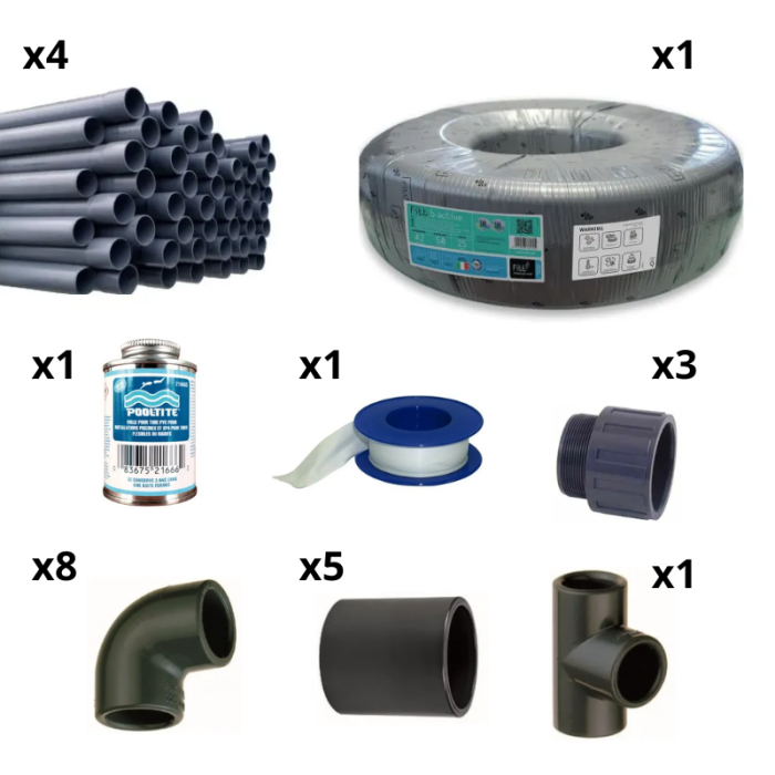 Kit completo de fontanería para la conexión de la sala técnica. - Imagen 1