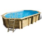 Piscina de madera octogonal alargada Ubbink Océa de 355 x 550 x 120 cm.