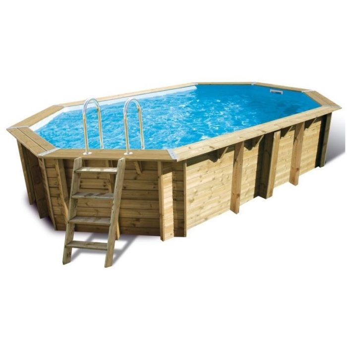 Piscina de madera octogonal alargada Ubbink Océa de 355 x 550 x 120 cm. - Imagen 1