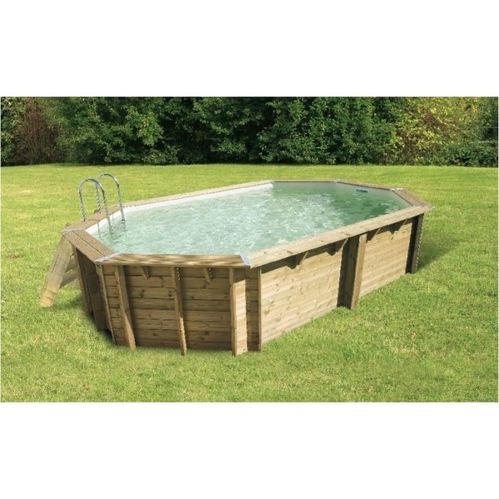 Piscina de madera octogonal alargada Ubbink Océa, 610 x 400 x 130 cm - Imagen 3