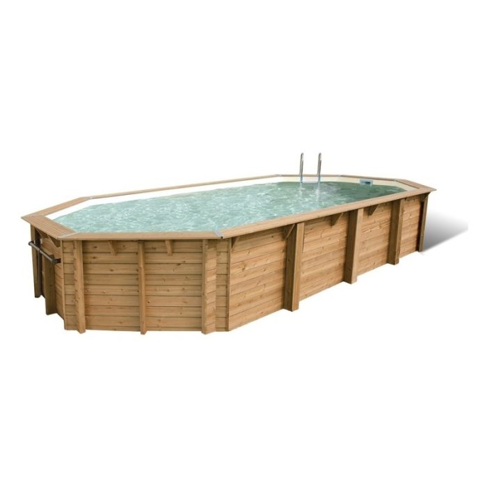 Piscina de madera octogonal alargada Ubbink Océa, 470 x 860 x 130 cm - Imagen 1