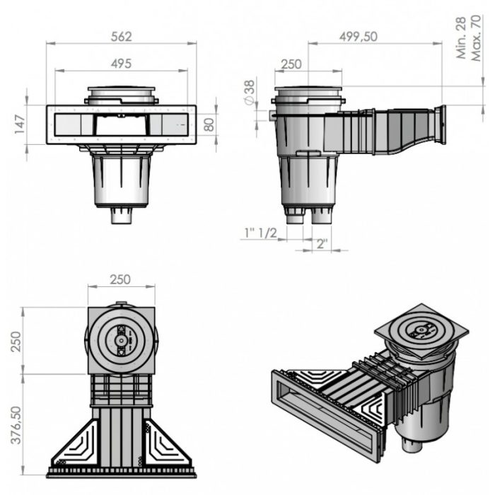 Skimmer Astral XXL "espejo" - piscina de hormigón/revestida - Imagen 5