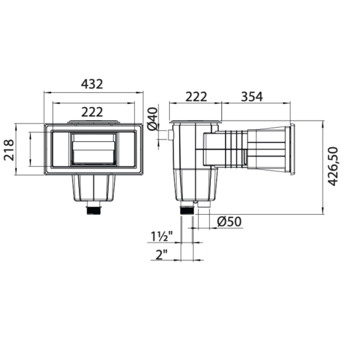 Skimmer Astral estándar de 15 litros para piscinas de revestimiento/hormigón/fibra de vidrio/paneles. - Imagen 2