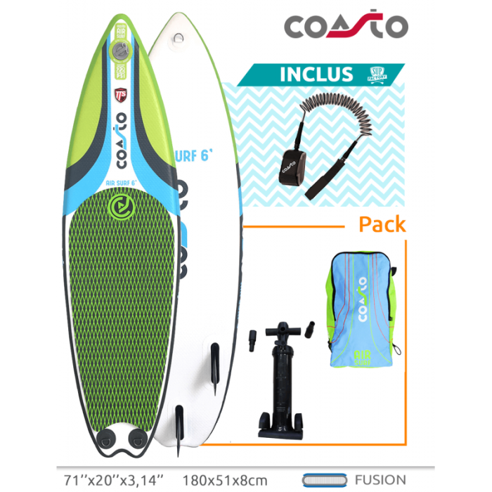 Tabla de surf inflable Coasto Air, 6'' con quillas desmontables - Imagen 2